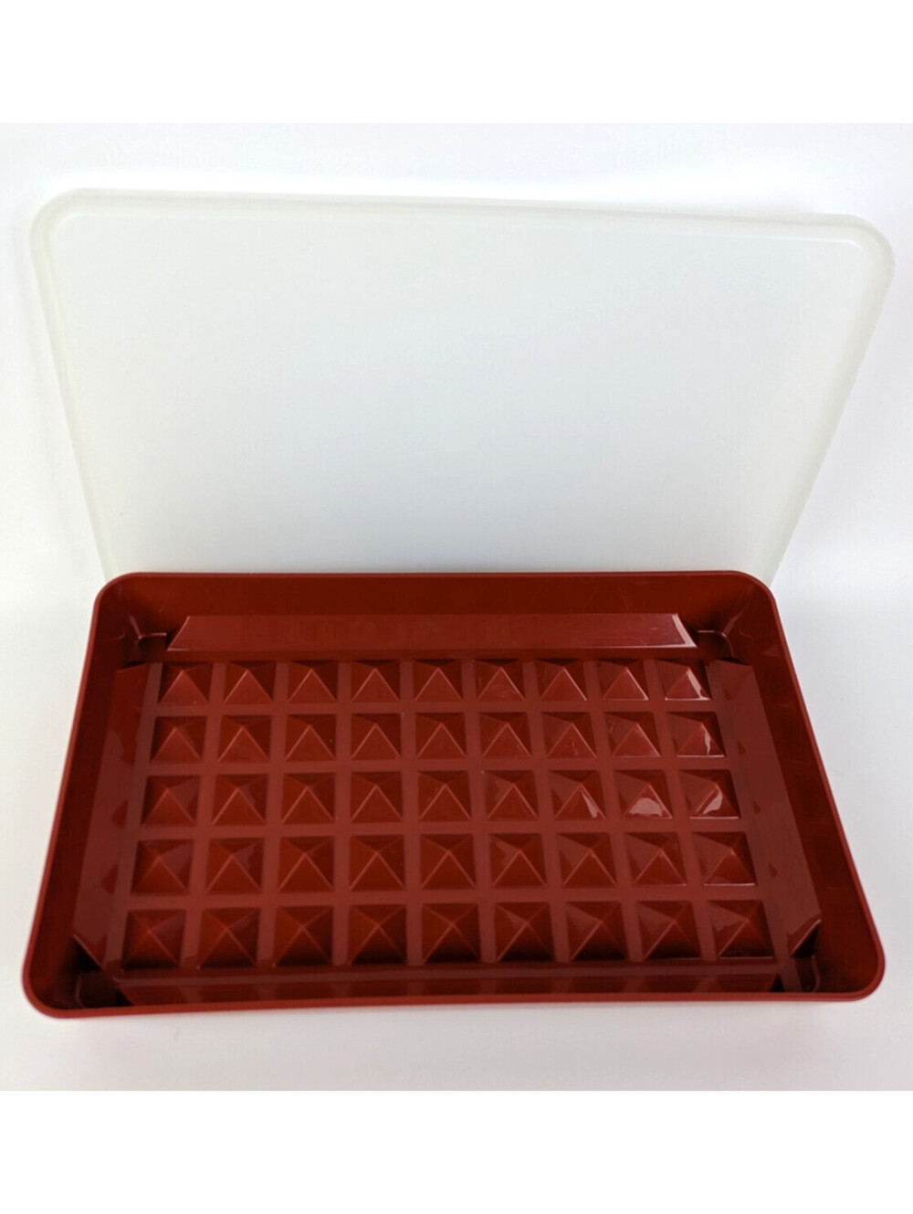 Vintage Tupperware 1292 Bacon Hot Dog Deli Meat Keeper Paprika Red with Lid